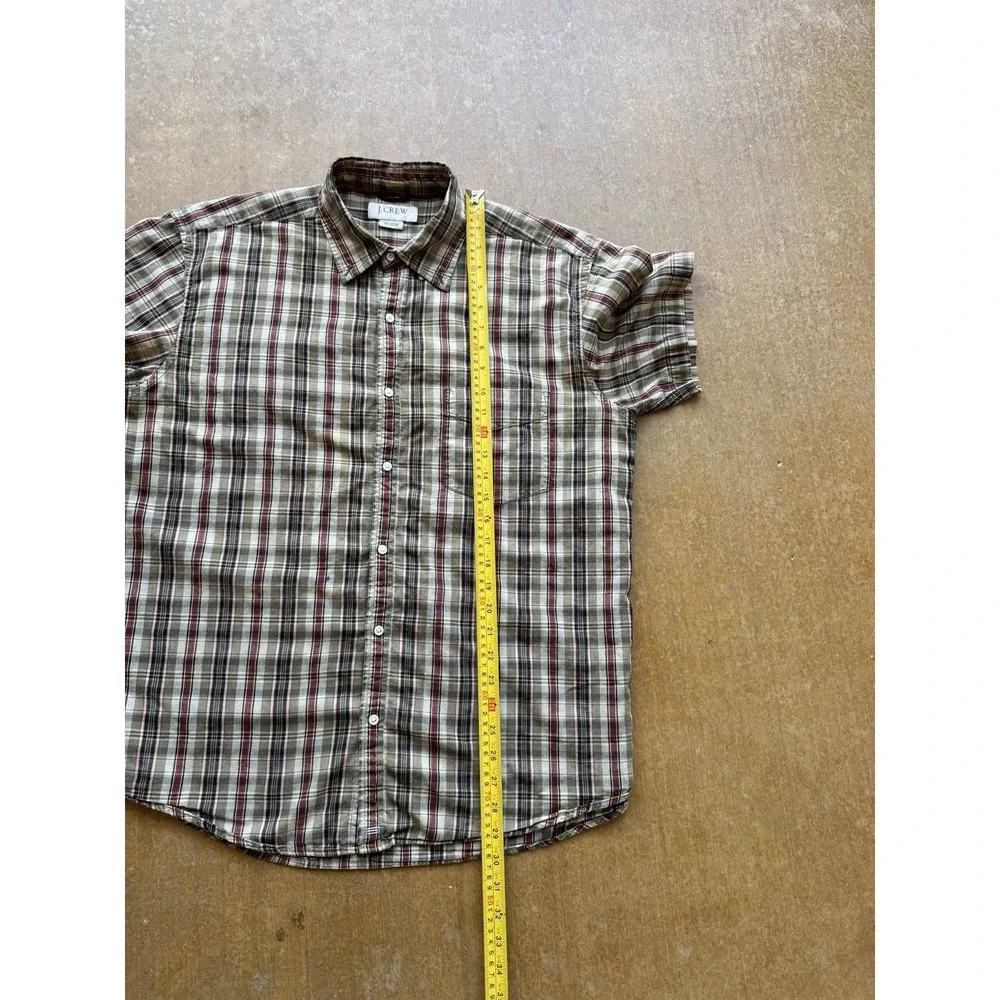 VTG 90s 2000s J.CREW Lightweight Plaid Checkered Short Sleeve Button Up Shirt (L